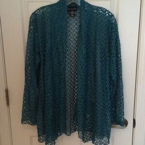 Frazzle Teal Open Lacy Cardigan